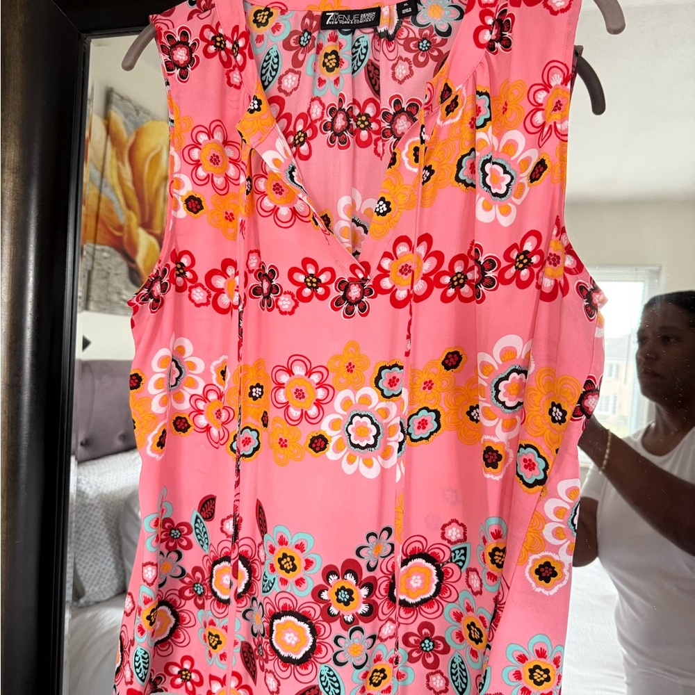 New York & Company Pink Sleeveless Blouse